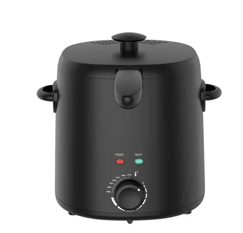 Mainstays Matte Black 2-Quart 1000W Electric Deep Fryer with Adjustable Thermostat