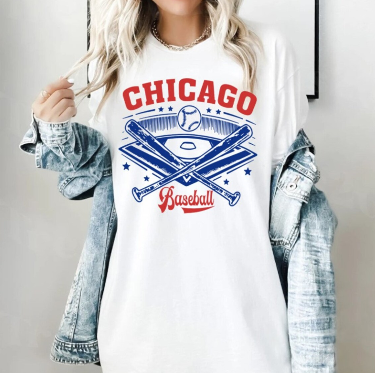 Chicago Baseball Comfort Color Vintage 90s Style Tshirt, Chicago Baseball Gameday Retro Shirt, Chicago Sports Ctity Tee, For Him, For Her