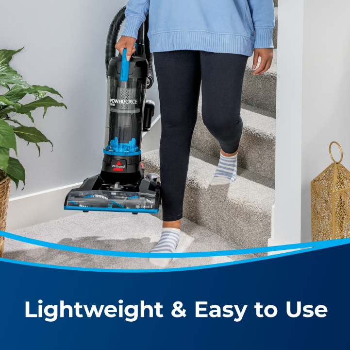 BISSELL PowerForce Helix, Bagless, Upright Vacuum, Pet Friendly, Scatter-Free Technology, Helix Dirt Separation System, Lightweight, 3313, Blue & Black