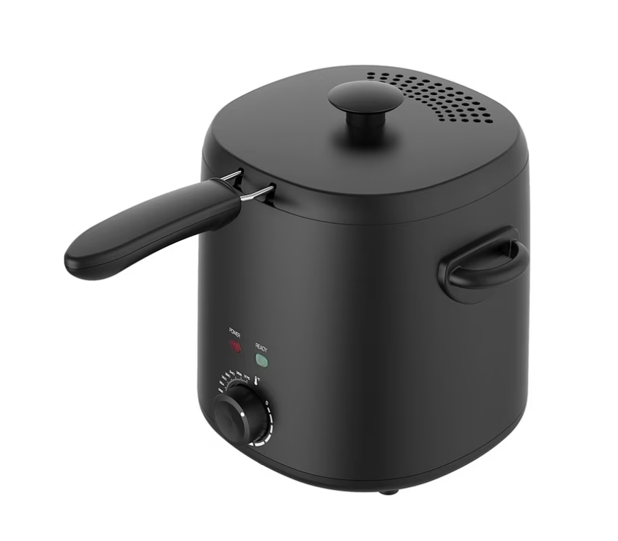 Mainstays Matte Black 2-Quart 1000W Electric Deep Fryer with Adjustable Thermostat