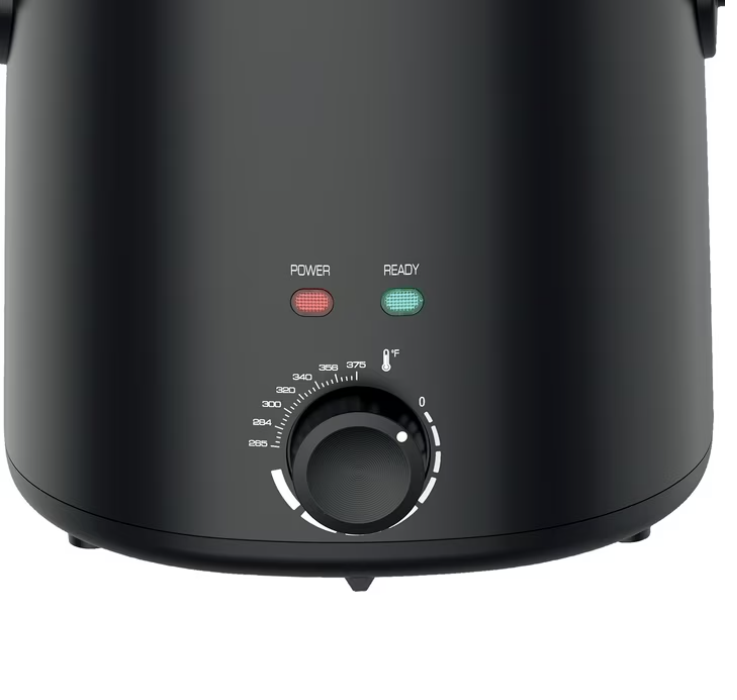 Mainstays Matte Black 2-Quart 1000W Electric Deep Fryer with Adjustable Thermostat