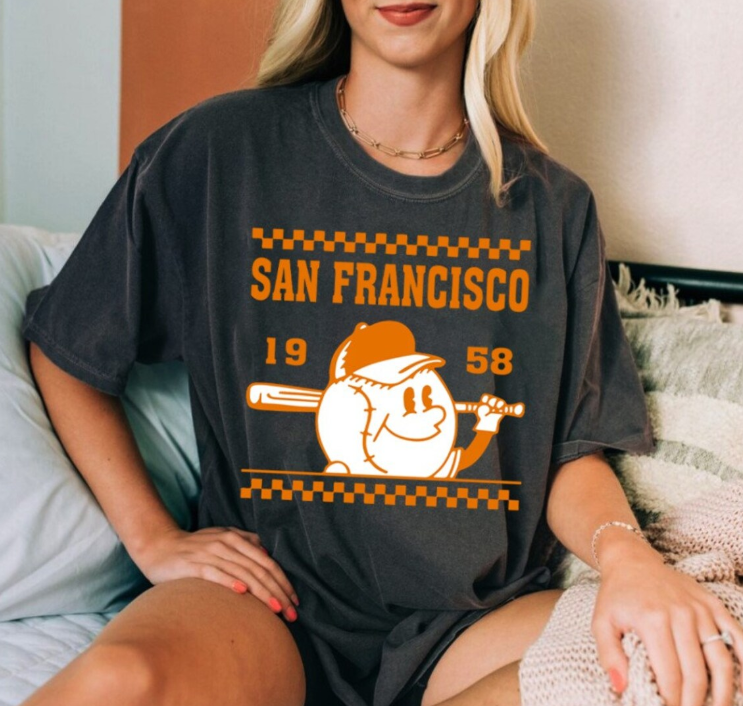 San Francisco Baseball Vintage Cute Mascot Est 1958 Comfort Color Tshirt, San Francisco Baseball Gameday Retro 90s Shirt, SF Sports Shirt
