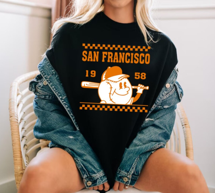 San Francisco Baseball Vintage Cute Mascot Est 1958 Comfort Color Tshirt, San Francisco Baseball Gameday Retro 90s Shirt, SF Sports Shirt