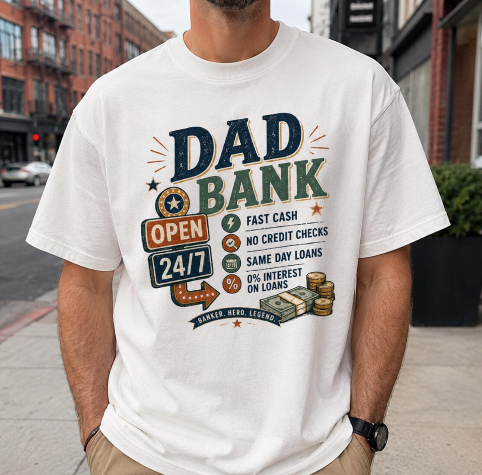 Funny Dad’s Bank T-Shirt | Comfort Colors Father’s Day Graphic Tee