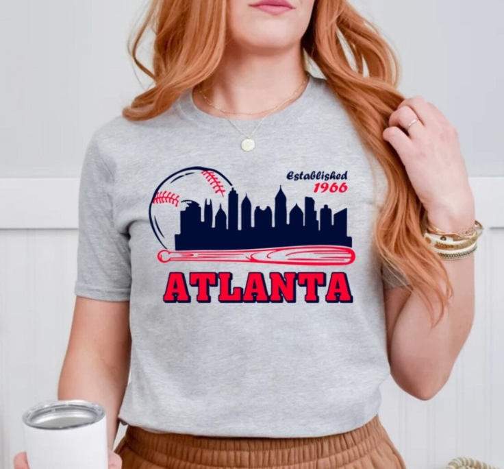 Atlanta Baseball Cityscape Minimalist EST 1966 Comfort Color Vintage Tshirt, Atlanta Baseball Gameday Shirt, Sports Retro Shirt, For Fans