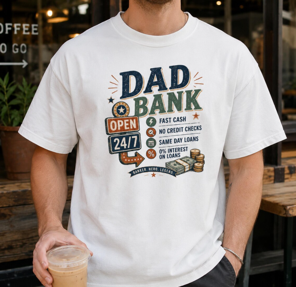 Funny Dad’s Bank T-Shirt | Comfort Colors Father’s Day Graphic Tee