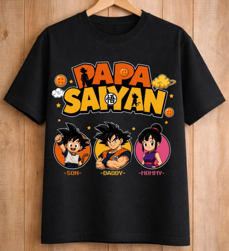 Personalized Inspired Anime Dad Shirt – Custom Papa Tee with Kids Names – Father’s Day Gift for Dad