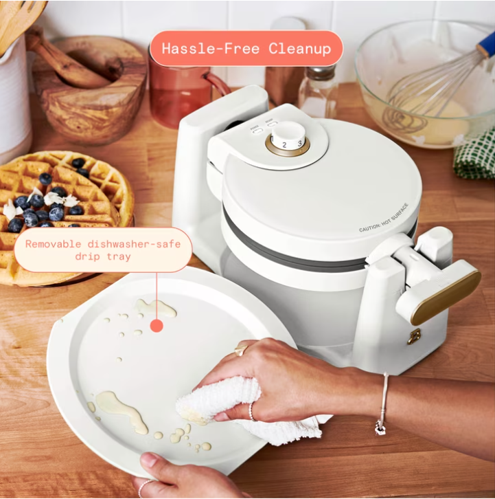 Beautiful Rotating Belgian Waffle Maker, White Icing by Drew Barrymore