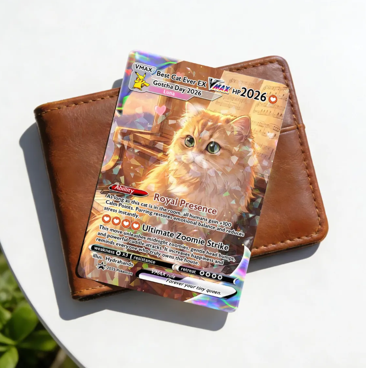 Personalized Cat Trading Card, Anime Style Custom Pet Keepsake