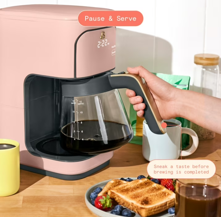 Beautiful 12 cup Programmable Coffee Maker, Rose by Drew Barrymore