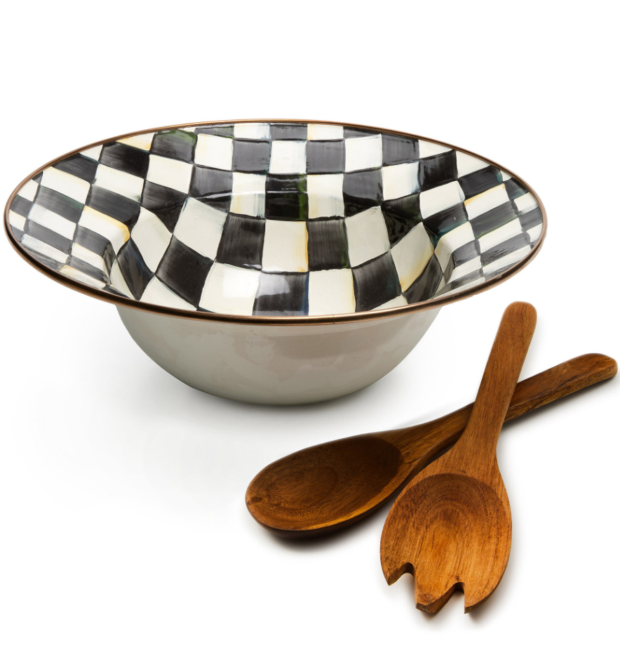 MacKenzie-Childs Courtly Check Salad Bowl and Server Set