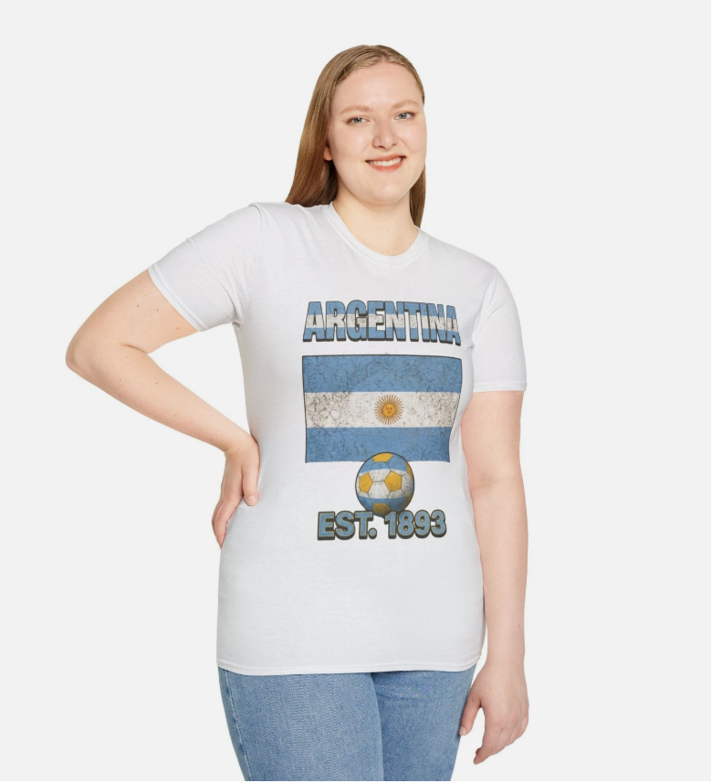 Argentina Flag Futbol Soccer T-Shirt | Nations Heritage Collection | Vintage