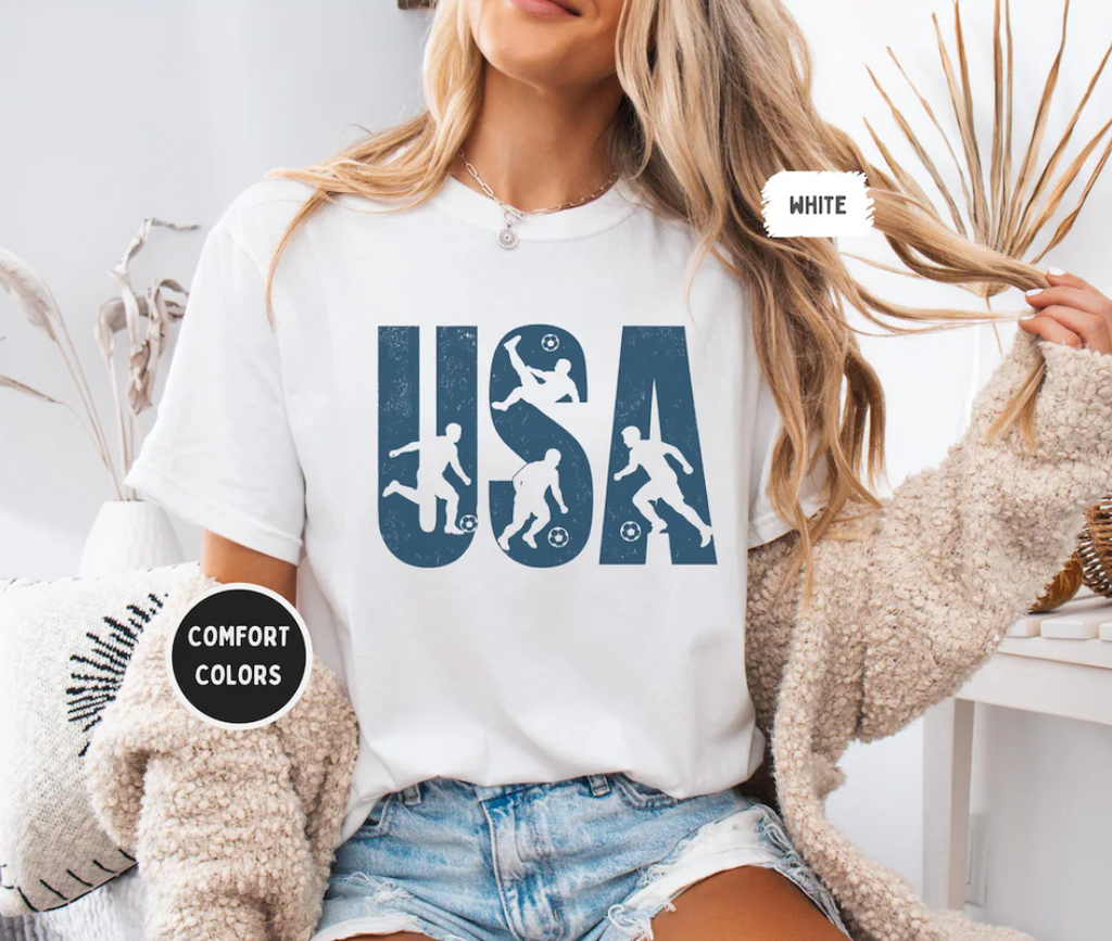 USA Soccer Comfort Colors shirt| Patriotic World Football Fan Tee | Cup Soccer Lover Gift