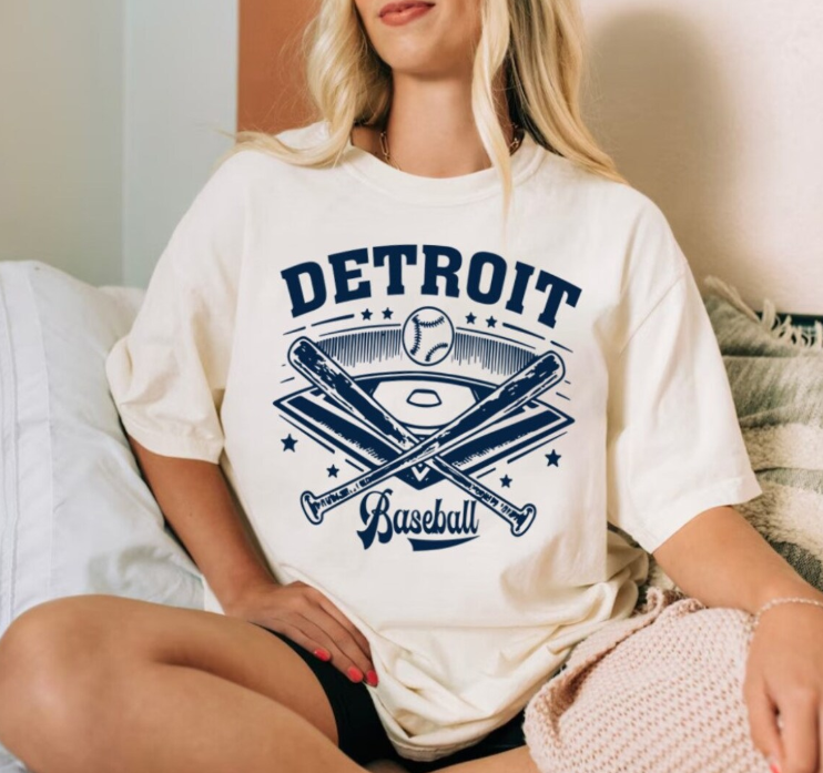 Detroit Baseball Comfort Color Vintage Style Unisex Tshirt, Detroit Baseball Gameday Retro 90s Shirt, Detroit Sports Classic Tee, For Fans