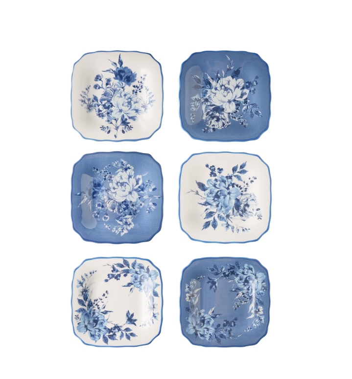 The Pioneer Woman Delilah Stoneware Appetizer Plates, Blue, Set of 6