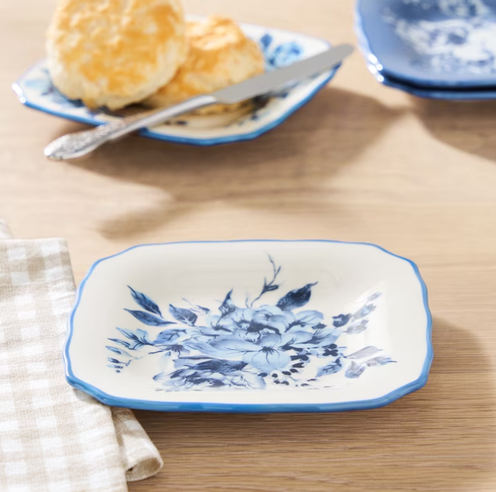 The Pioneer Woman Delilah Stoneware Appetizer Plates, Blue, Set of 6