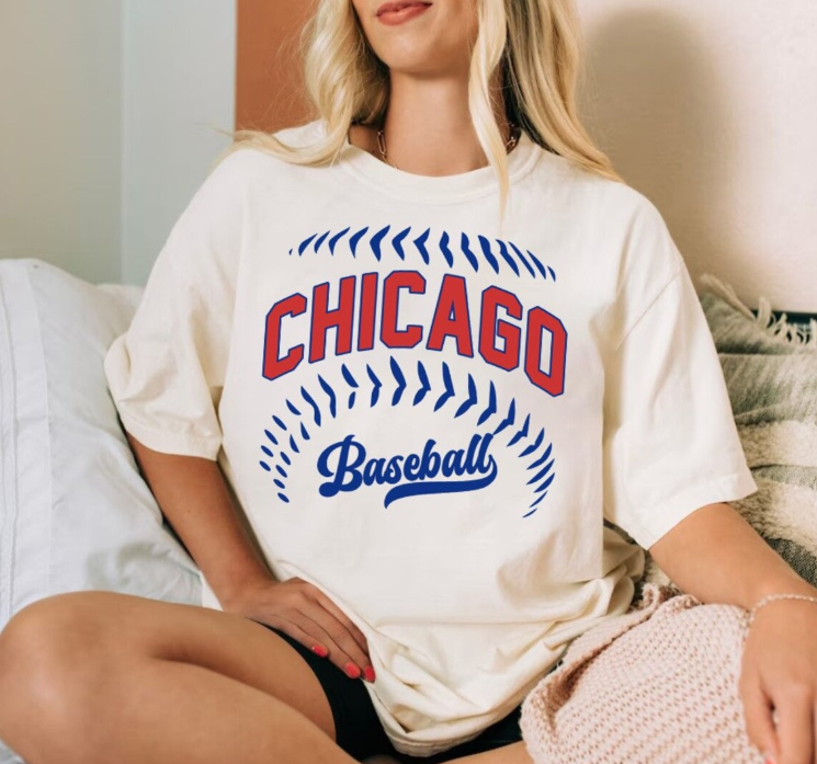 Chicago Baseball Comfort Color Vintage Minimalist Style Tshirt, Chicago Baseball Gameday Retro 90s Shirt, Chicago Sports Ctity Tee, For Her