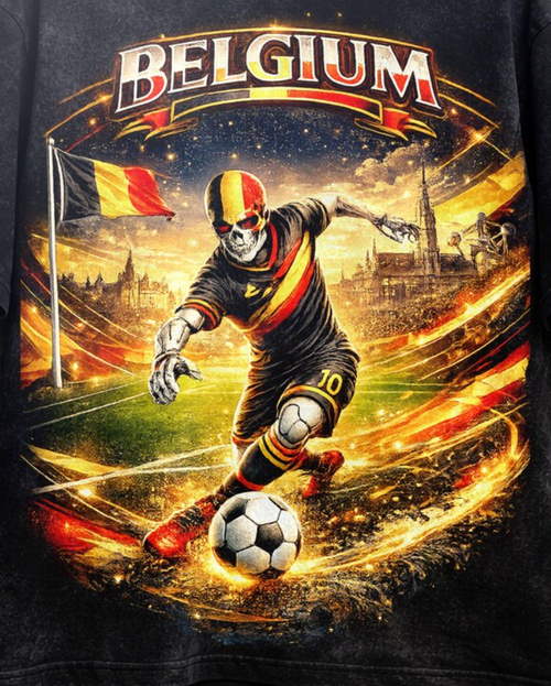 Belgium Soccer Skull T-Shirt, FIFA World Cup 2026 Tee, Vintage Football Graphic, Belgian Soccer Tee, Unisex Shirt, Streetwear Soccer Tee.