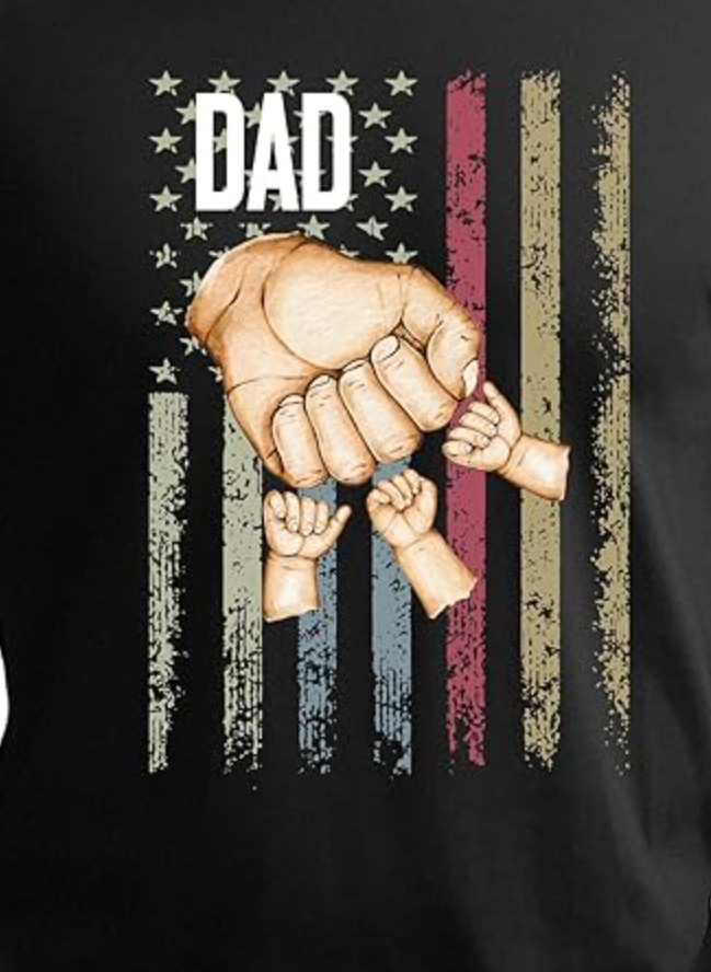 Father's Day - Best Dad Ever T-Shirt with Kids Hands, Custom American Flag Shirt for Dad, Fathers Day Gift from Kids