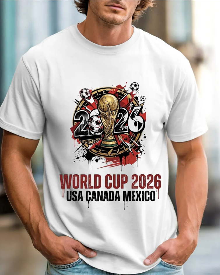 World Cup 2026 Trophy Illustration T-Shirt | USA Canada Mexico