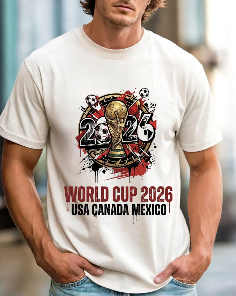 World Cup 2026 Trophy Illustration T-Shirt | USA Canada Mexico