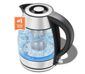Chefman Fast Boiling 1.8L Electric Glass Kettle, Removable Tea Infuser, LED Lights, Stainless Steel