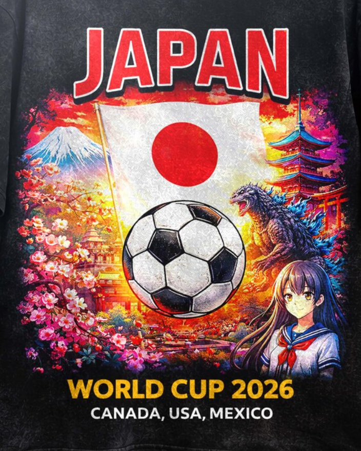 Japan World Cup 2026 Shirt Anime Soccer Fan Tee Japan Football Shirt Sakura Mount Fuji Graphic Game Day Outfit Unisex Gift