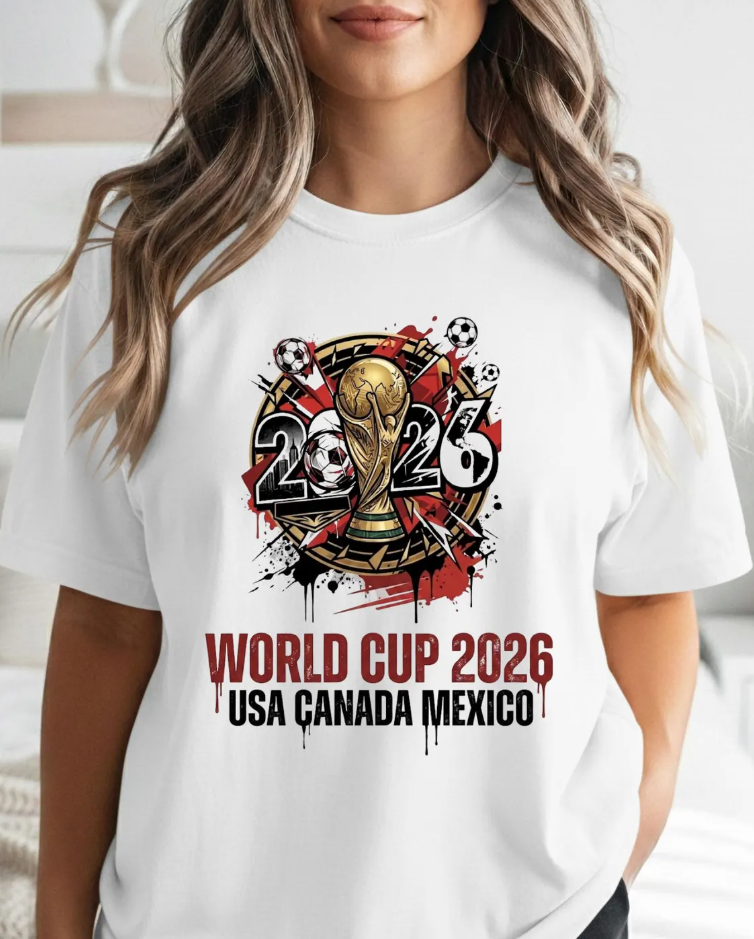 World Cup 2026 Trophy Illustration T-Shirt | USA Canada Mexico