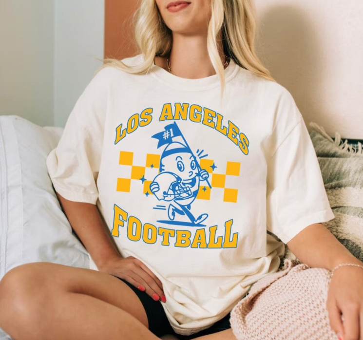 Los Angeles C Football Cute Ball Mascot Comfort Color Tshirt, Go Los Angeles Football Team Vintage Shirt, Gameday Shirt, Sports Tee, For Her