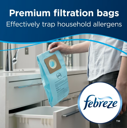 BISSELL PowerForce Bagged, Upright Vacuum, Powerful Suction, Allergen Filtration Bags, Flexible Reach, 1739, Black & Blue