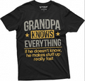 Men's Grandpa Knows Everything Funny Tee Shirt Father's Day Birthday Gift for Papa Tee