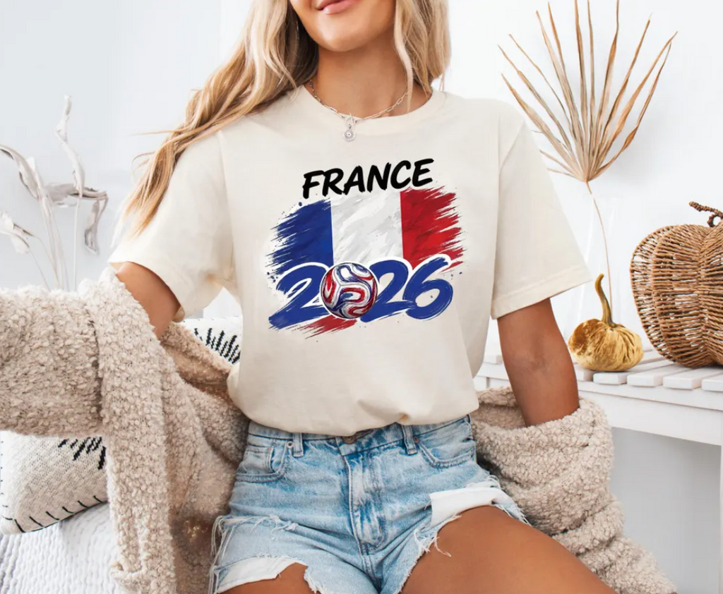 France Soccer T-Shirt 2026, French Football Fan Tee, French Flag Brush Art Tee, Global Soccer 2026 France Gift, Les Bleus Fan Apparel, Paris