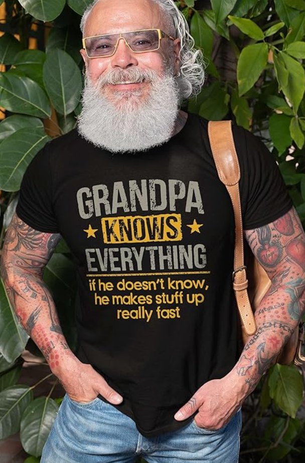 Men's Grandpa Knows Everything Funny Tee Shirt Father's Day Birthday Gift for Papa Tee