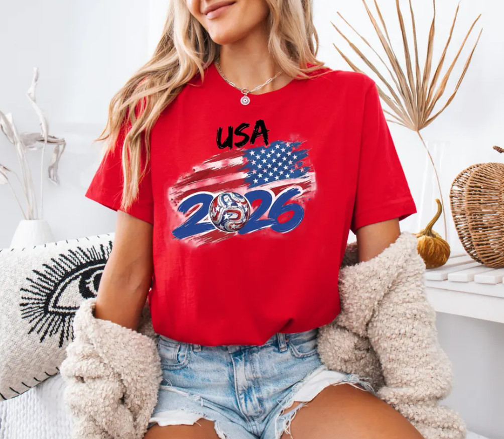 USA 2026 World Soccer Shirt, US Flag Soccer Art Tee, Global Soccer 2026 Shirt, USA Canada Mexico Tee , Football Fan Gift,