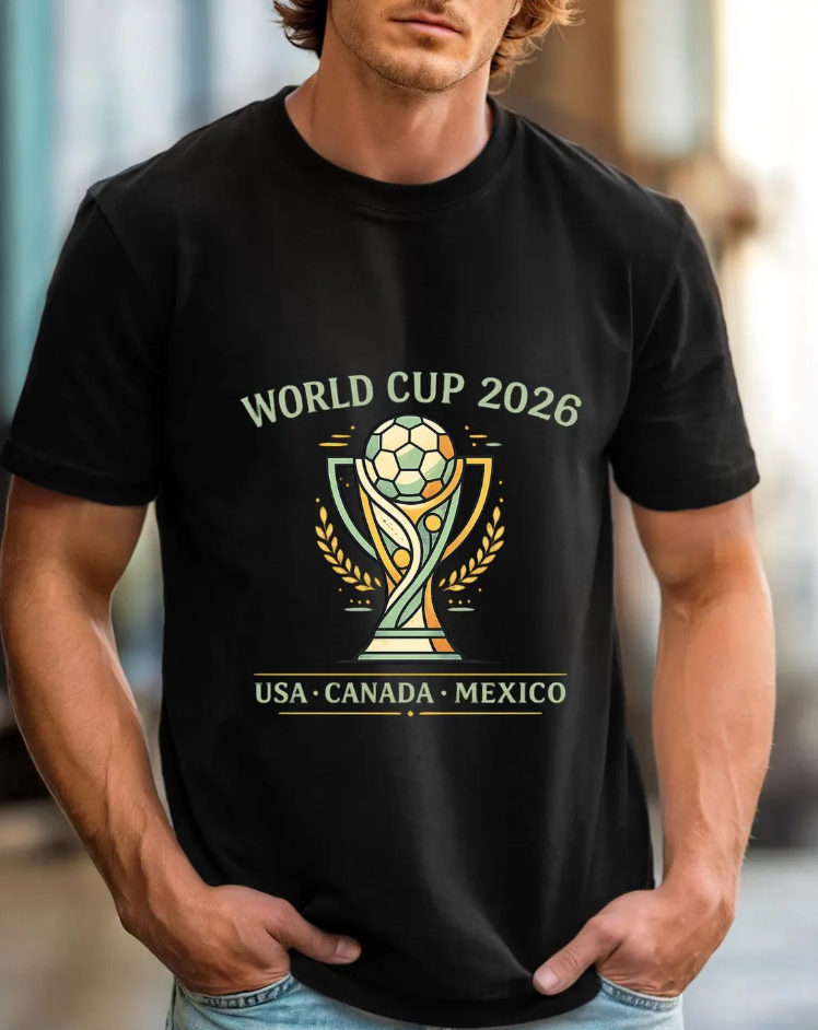 World Cup 2026 Trophy Illustration T-Shirt | USA Canada Mexico