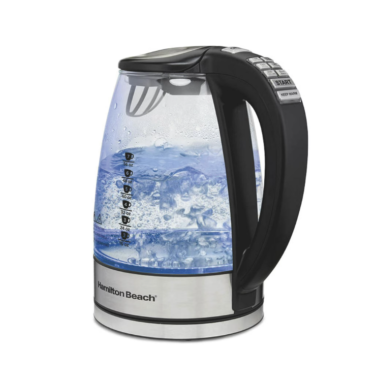 Hamilton Beach Temperature-Control Electric Glass Kettle, Tea & Water Kettle, 1.7L with Auto Shutoff and Ultra-Fast Heating