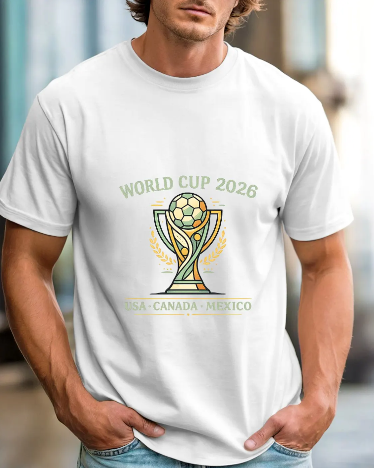 World Cup 2026 Trophy Illustration T-Shirt | USA Canada Mexico