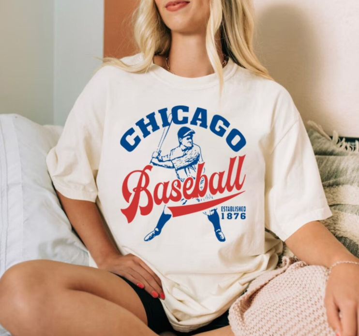 Chicago Baseball Vintage Est 1876 Comfort Color Unisex Tshirt, Chicago Baseball Gameday Shirt, Chicago Sports Shirt, American Baseball Tee