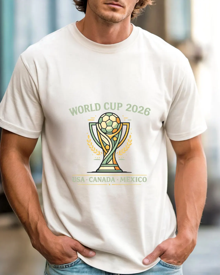 World Cup 2026 Trophy Illustration T-Shirt | USA Canada Mexico