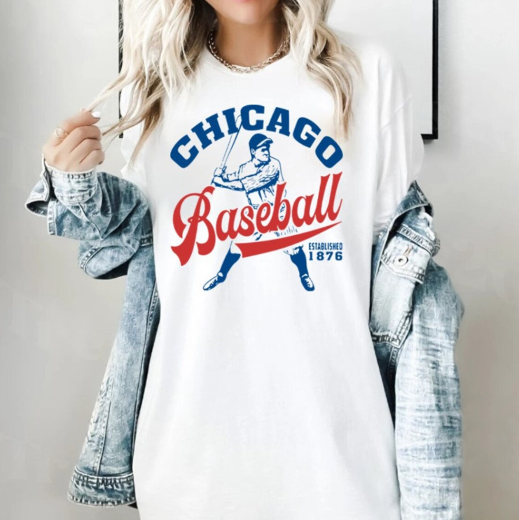 Chicago Baseball Vintage Est 1876 Comfort Color Unisex Tshirt, Chicago Baseball Gameday Shirt, Chicago Sports Shirt, American Baseball Tee