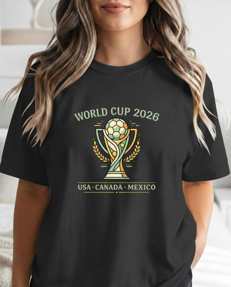 World Cup 2026 Trophy Illustration T-Shirt | USA Canada Mexico