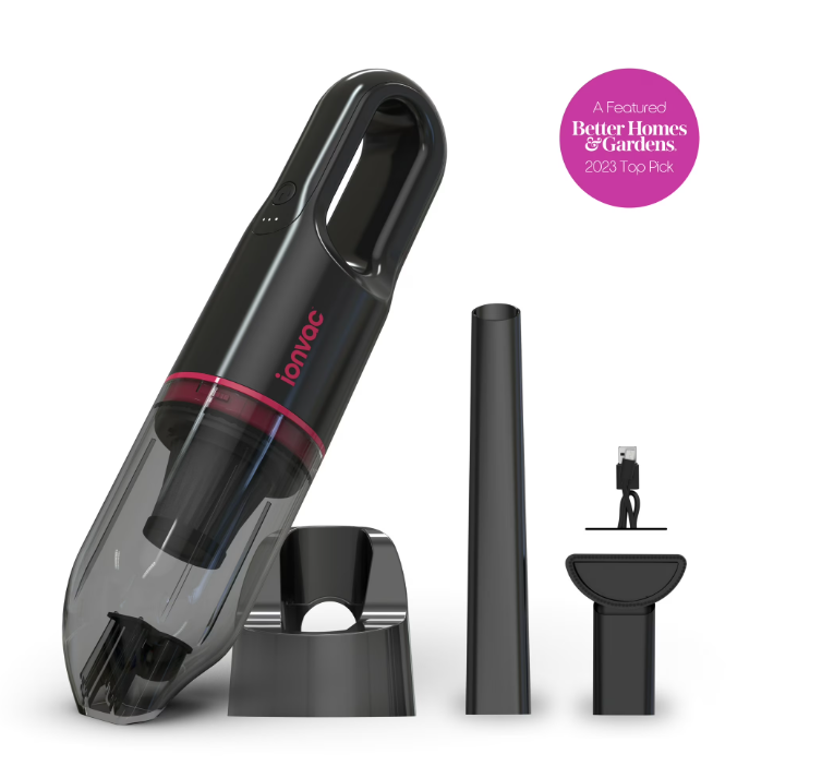 IonVac Handvac Handheld Cordless Vacuum, Pet-Friendly Multi-Surface Lightweight Vacuum Cleaner with USB Charging, Model #7553, Pink
