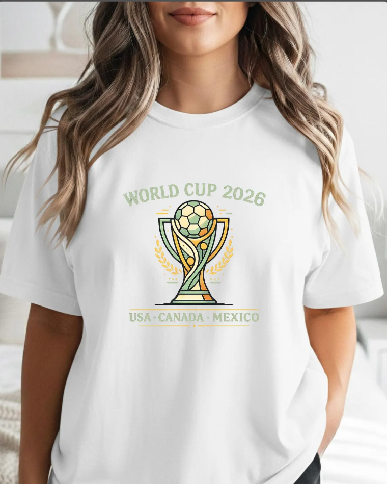 World Cup 2026 Trophy Illustration T-Shirt | USA Canada Mexico