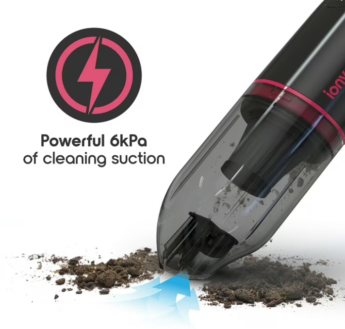 IonVac Handvac Handheld Cordless Vacuum, Pet-Friendly Multi-Surface Lightweight Vacuum Cleaner with USB Charging, Model #7553, Pink