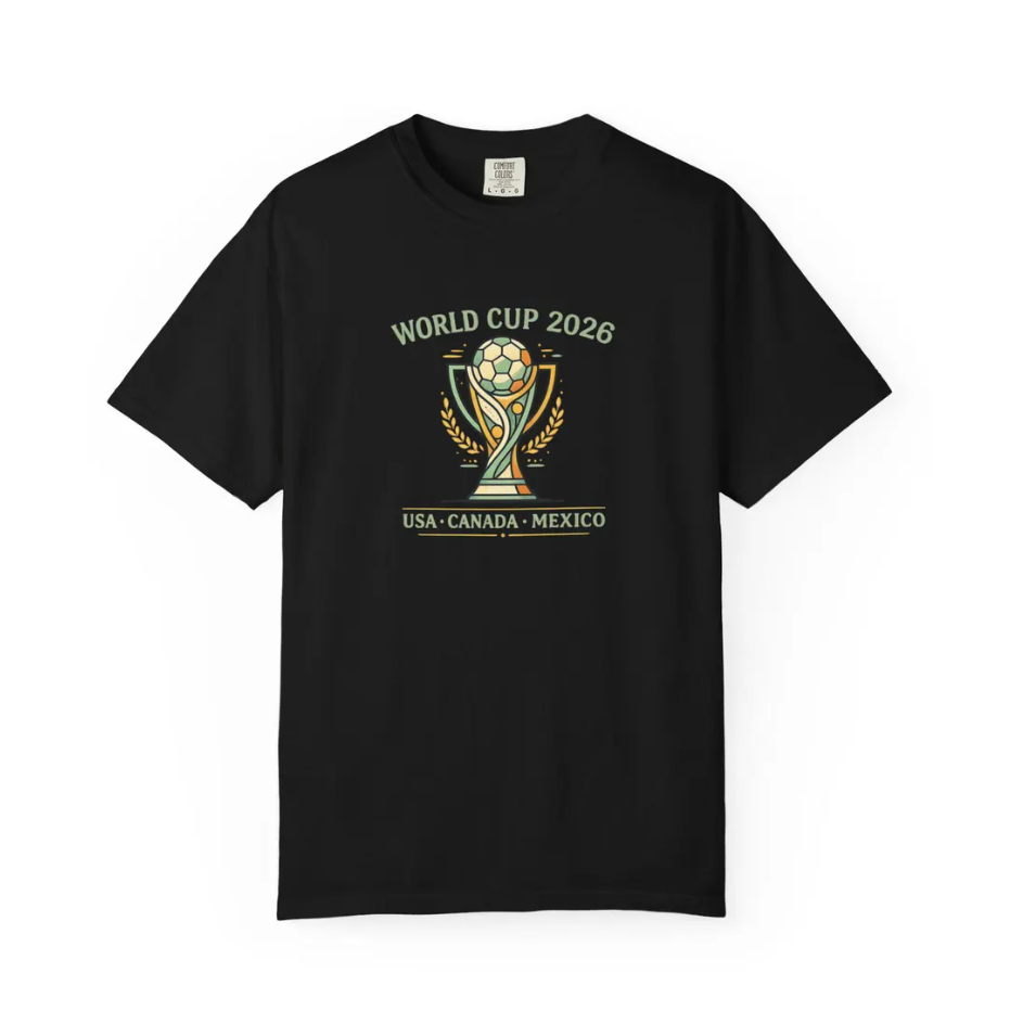 World Cup 2026 Trophy Illustration T-Shirt | USA Canada Mexico