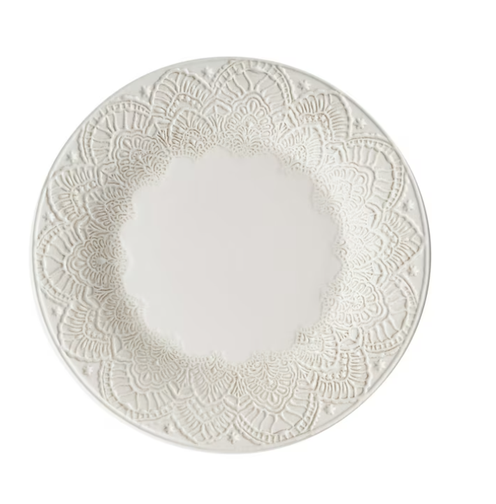The Pioneer Woman Vintage Lace 12-Piece Ceramic Dinnerware Set, Linen