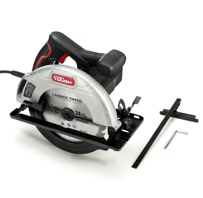 Hyper Tough 12 Amp 7-1/4 Inch Corded Circular Saw with Steel Shoe and Adjustable Bevel