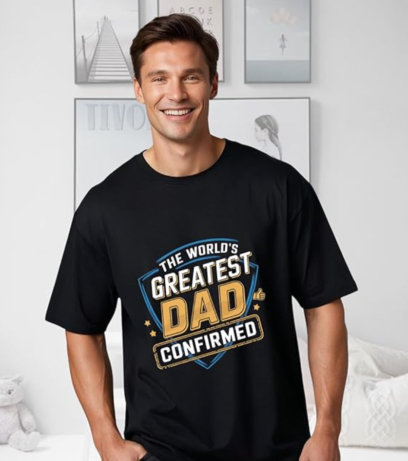 World's Greatest Dad T-Shirt, 100% Cotton, Oversized Fit, Black