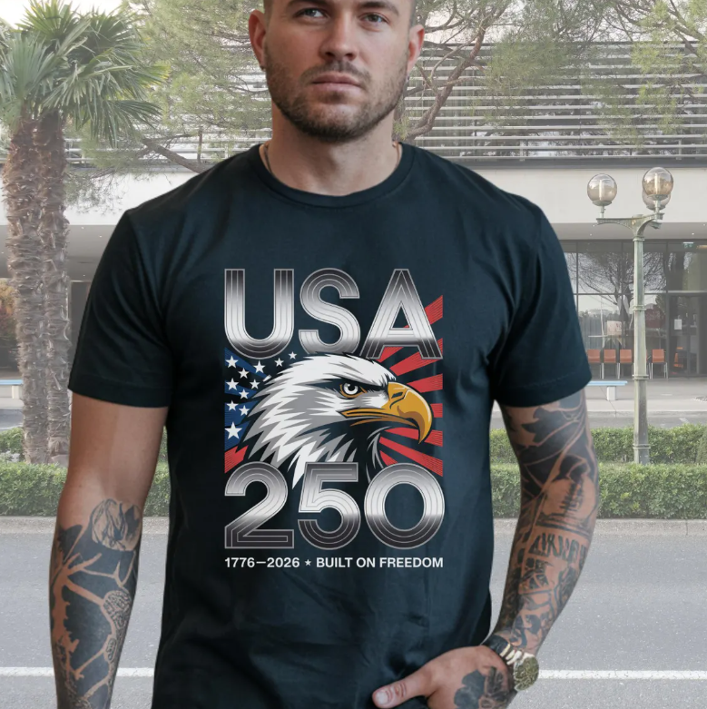 USA 250 Shirt: Patriotic Eagle, American Semiquincentennial Tee