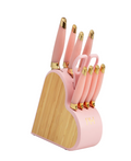 Paris Hilton 10-Piece Stainless Steel Kitchen Knife Set with Heart-Shaped Block, Pink